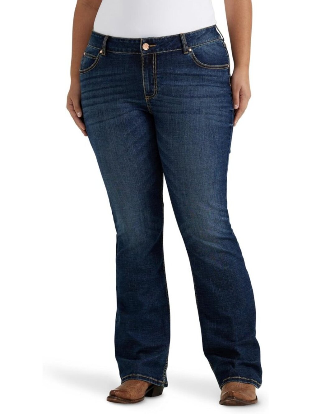 Plus Size Mid Rise Boot Cut Jeans - Retro Style, Flattering Fit, Comfortable